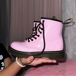 Dr. Martens Pink Combat Boots with Black Laces